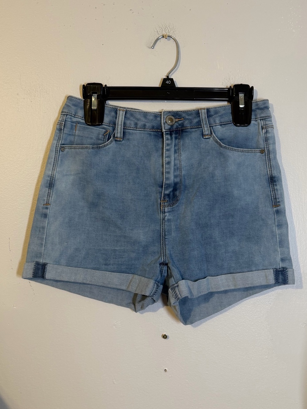 Papaya Light Blue Rolled Hem Denim Shorts